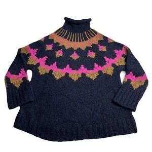 A.L.C. Oversized Fair Isle Sweater XS Colorful Fuzzy Wool Alpaca Blend ALC